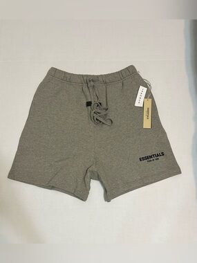 ESSENTIALS Light Gray Fleece Drawstring Athletic Shorts